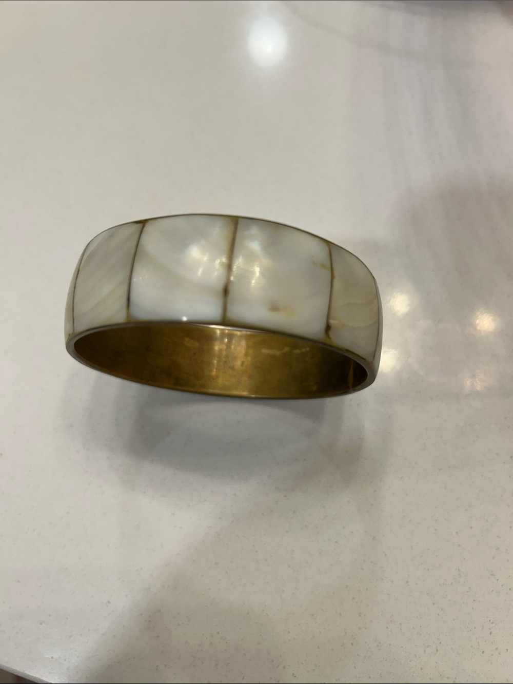 Vintage Mother-of-Pearl Inlay Bangle Bracelet